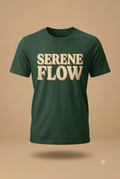 Serene Flow Retro Graphic T-Shirt - Forest Green