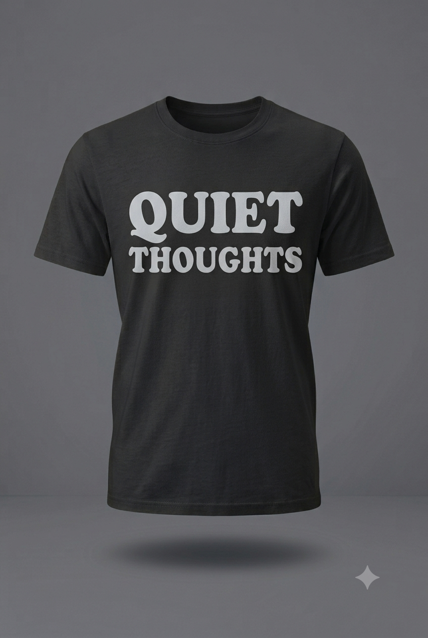 Quiet Thoughts Minimalist Graphic T-Shirt - Charcoal